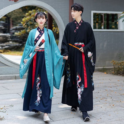 Couple Matching Fox Floral Embroidered Hanfu Jacket / Top