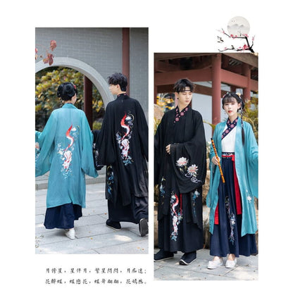 Couple Matching Fox Floral Embroidered Hanfu Jacket / Top