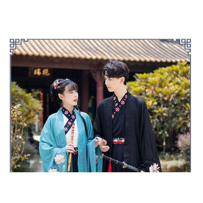 Couple Matching Fox Floral Embroidered Hanfu Jacket / Top