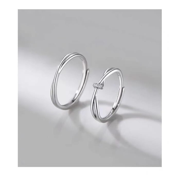 Couple Matching Rhinestone / Layered Alloy Open Ring