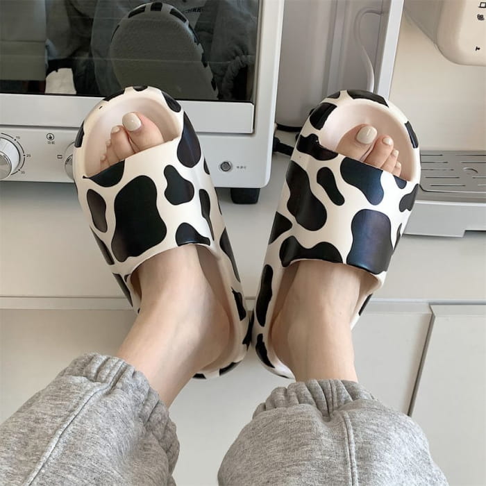 Cow Print Bathroom Slippers