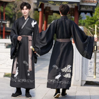 Crane Embroidered Hanfu Costume Set