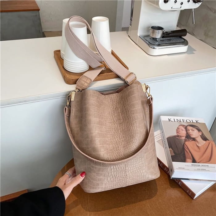 Croc Grain Bucket Bag