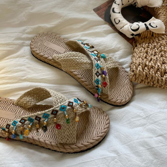 Cross Strap Slide Sandals