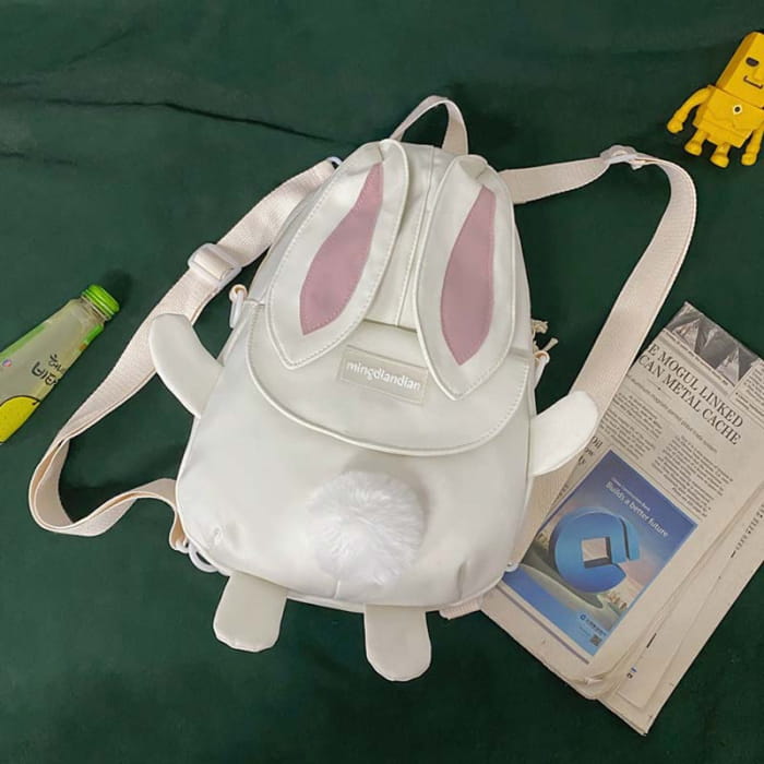 Cute Cartoon Bunny Ears Backpack - White / One Size
