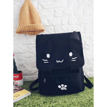 Cute Cat Paw College Black Backpacks