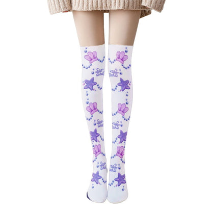 Cute Chic Star Print Lolita Stockings - B / One Size