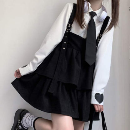 Cute Loose JK Overalls Skirt