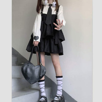 Cute Loose JK Overalls Skirt