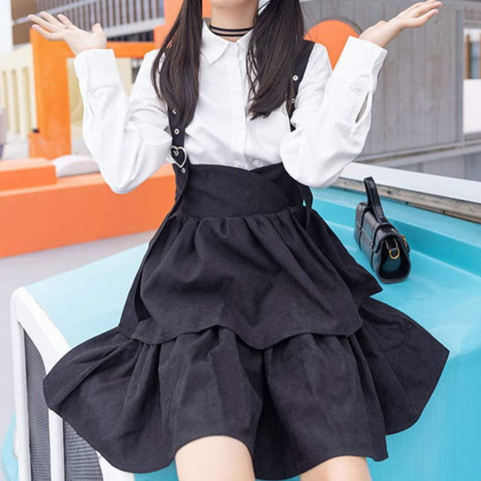 Cute Loose JK Overalls Skirt