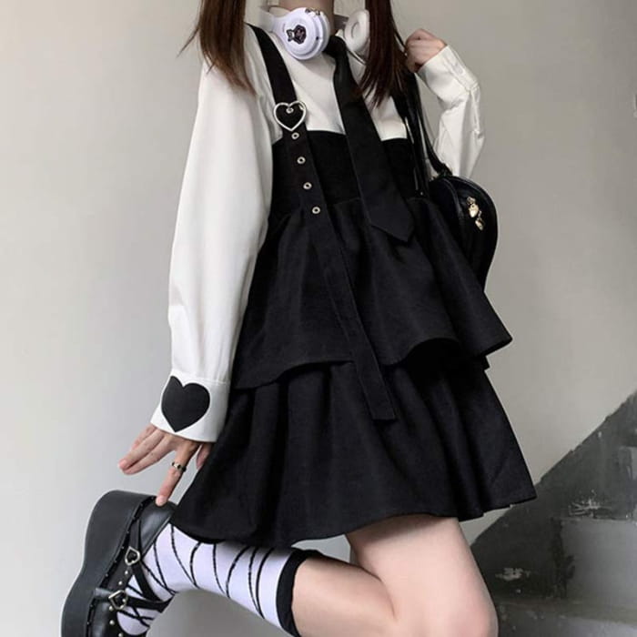 Cute Loose JK Overalls Skirt