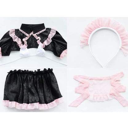 Cute Pink Lace Maid Lingerie Set - Black / One Size