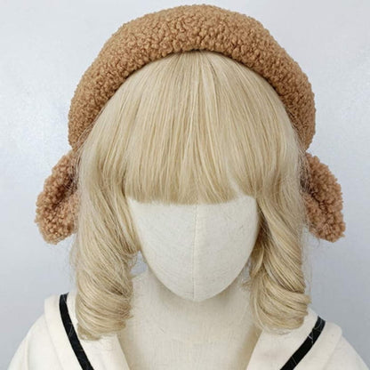 Cute Sheep Ears Woolen Lolita Beret - Coffee / One Size