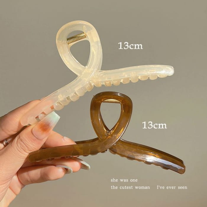 Cutout Hair Claw / Set - 21 - of 2 - Off-White & Brown