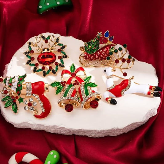 CZ Christmas Alloy Brooch