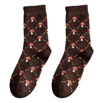 Dark Brown Mushroom Socks - 2