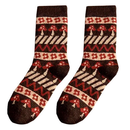 Dark Brown Mushroom Socks - 3