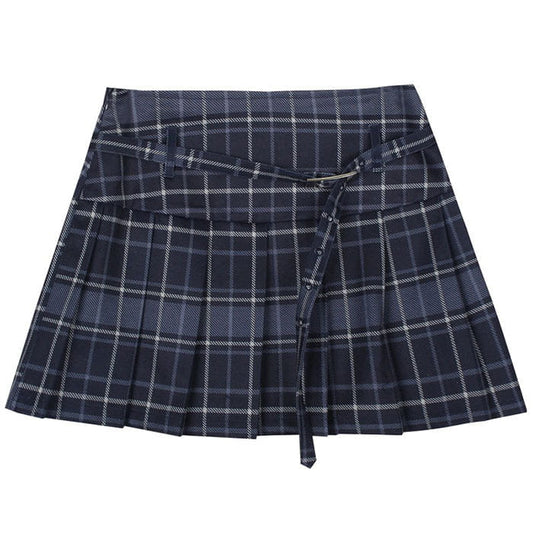 Dark Casual Plaid Skirt