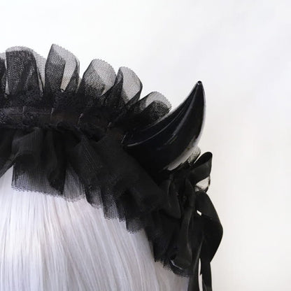 Dark Demon Horn Lace Hair Accessory