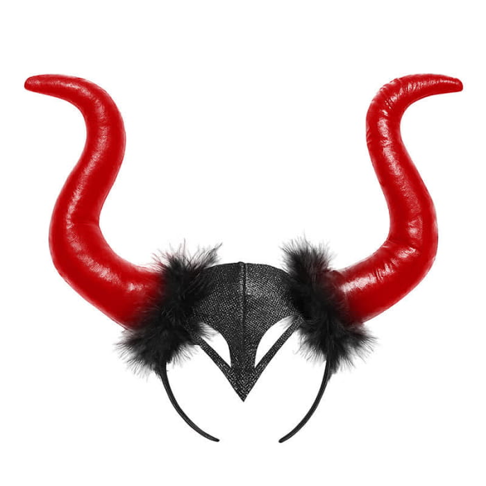 Demon Horn Headband Halloween Hair Accessory - Red