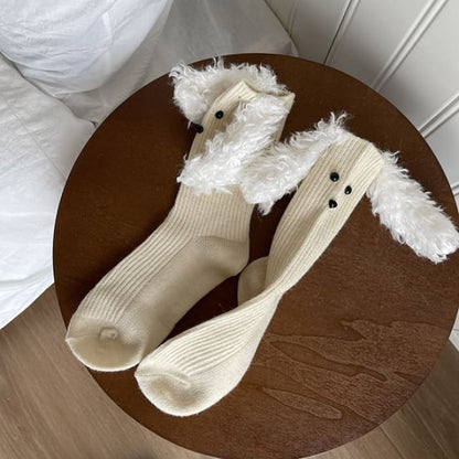 Dog Ear Accent Socks - Almond / One Size