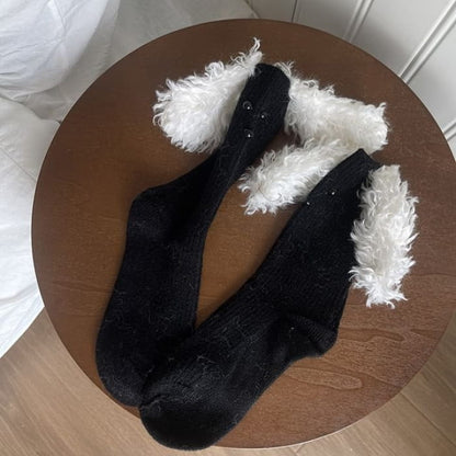 Dog Ear Accent Socks - Black / One Size