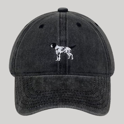 Dog Embroidered Washed Baseball Cap - Black / One Size