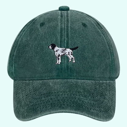 Dog Embroidered Washed Baseball Cap - Green / One Size