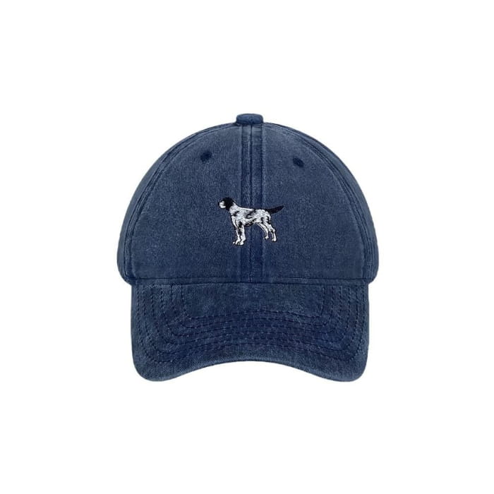 Dog Embroidered Washed Baseball Cap - Hats