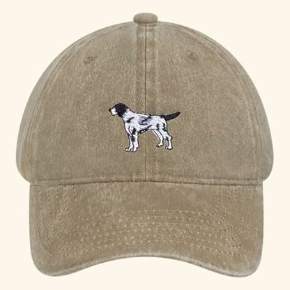 Dog Embroidered Washed Baseball Cap - Khaki / One Size