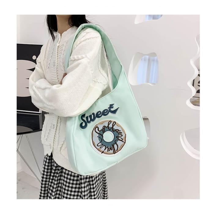 Donut Embroidered Shoulder Bag