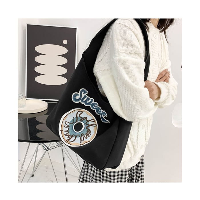 Donut Embroidered Shoulder Bag