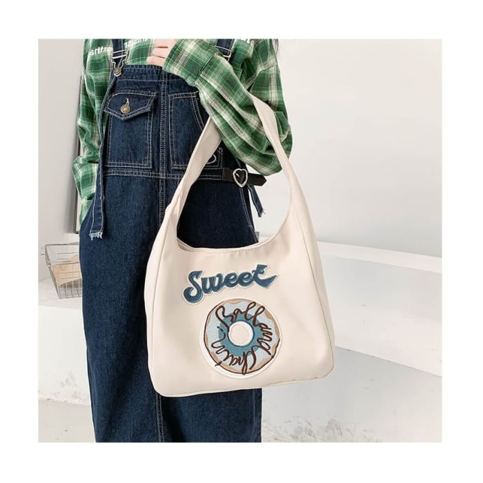 Donut Embroidered Shoulder Bag