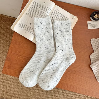 Dotted Ribbed Socks / Set - of 2 Pair - Black - White