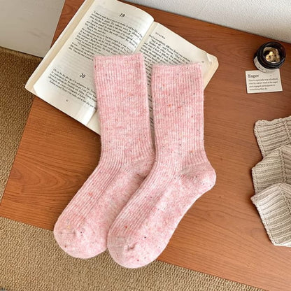 Dotted Ribbed Socks / Set - of 2 Pair - Light Pink