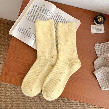 Dotted Ribbed Socks / Set - of 2 Pair - Light Yellow