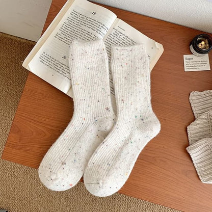 Dotted Ribbed Socks / Set - of 2 Pair - Off-White / One Size