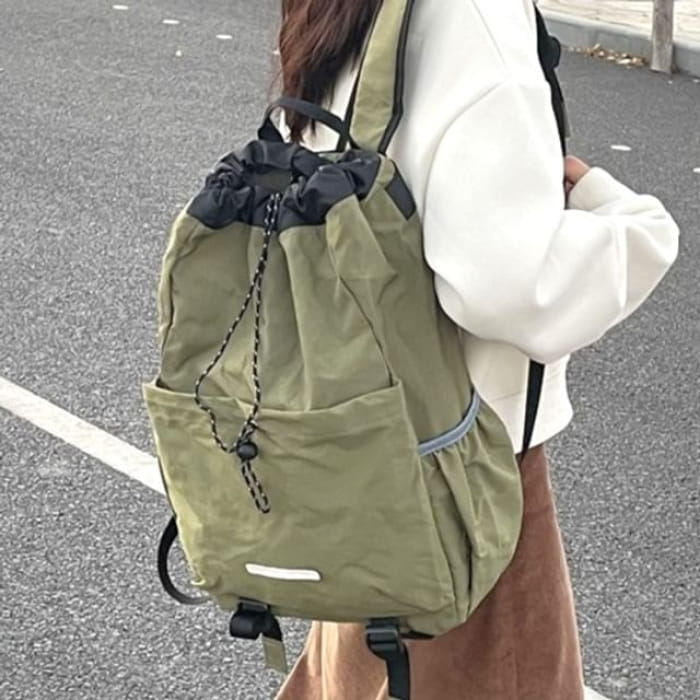 Drawstring Multi-Pocket Backpack