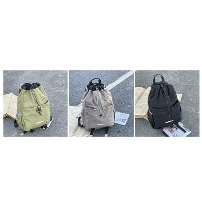 Drawstring Multi-Pocket Backpack