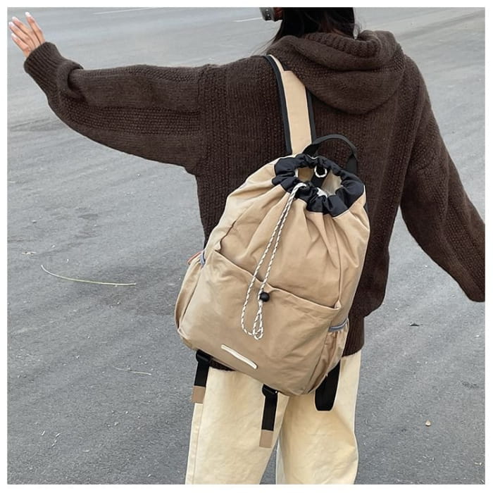 Drawstring Multi-Pocket Backpack