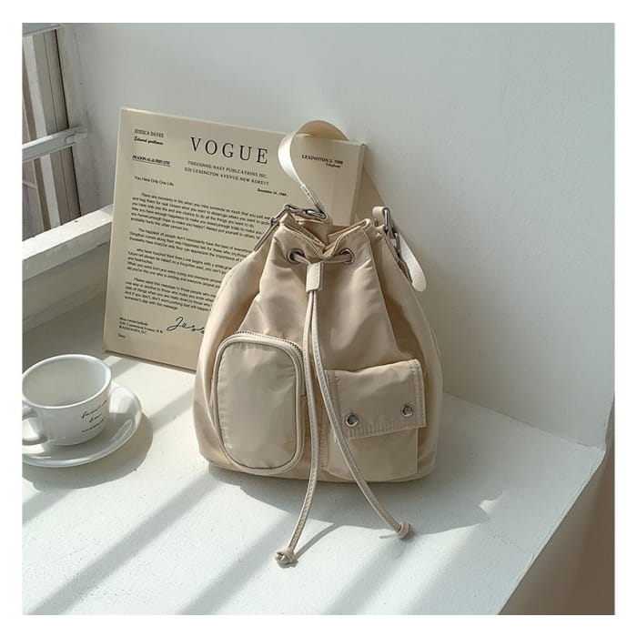 Drawstring Nylon Bucket Bag