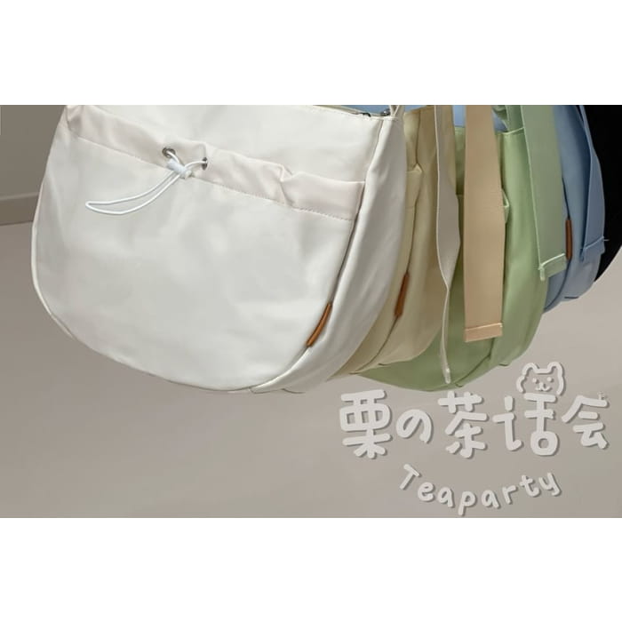 Drawstring Plain Hobo Bag / Charm / Set