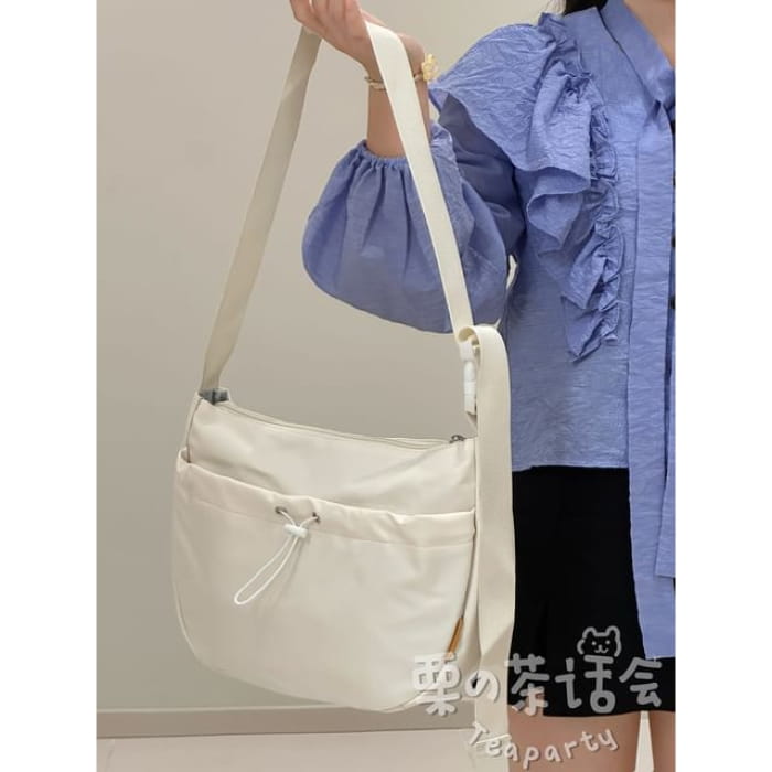 Drawstring Plain Hobo Bag / Charm / Set - Without