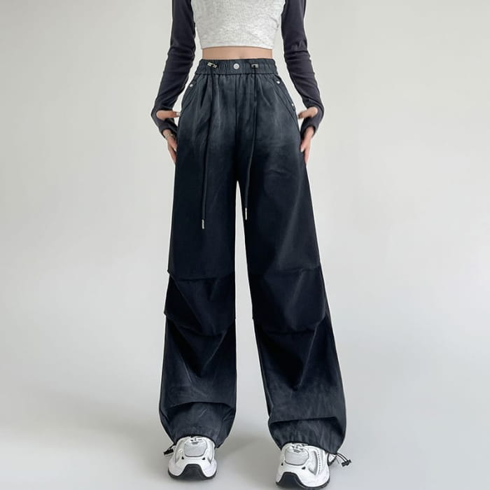 Drawstring Waist Gradient Wide Leg Pants