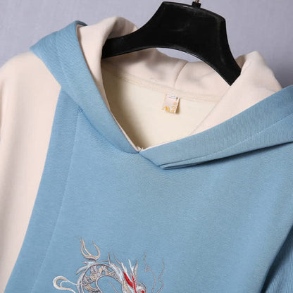 Drogon Embroidery Lace Up Plush Hooded Sweatshirt Dress