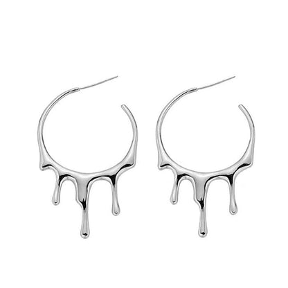 Drop Hoop Earrings - Standart / Silver - earrings