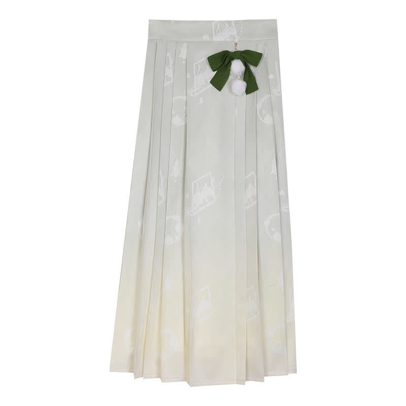 Vintage Vest Chiffon T-Shirt Pleated Skirt - S