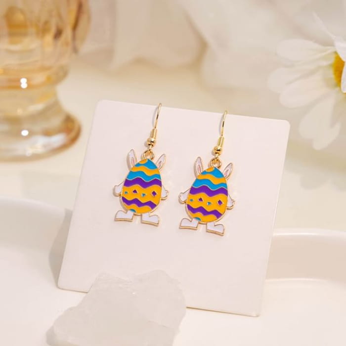 Easter Alloy Drop Earring - E6029 - 1 Pair - Yellow & Blue