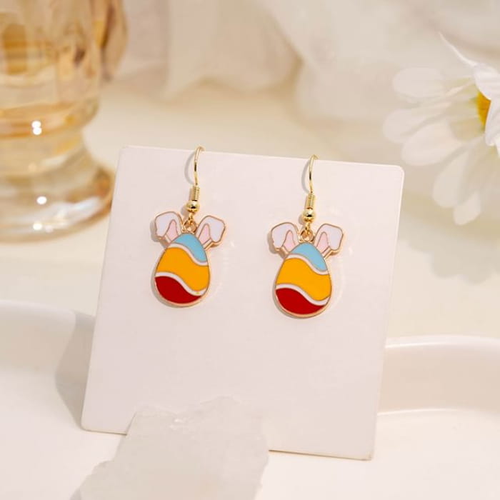 Easter Alloy Drop Earring - E6033 - 1 Pair - Blue & Yellow