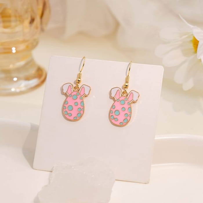 Easter Alloy Drop Earring - E6034 - 1 Pair - Pink & Blue